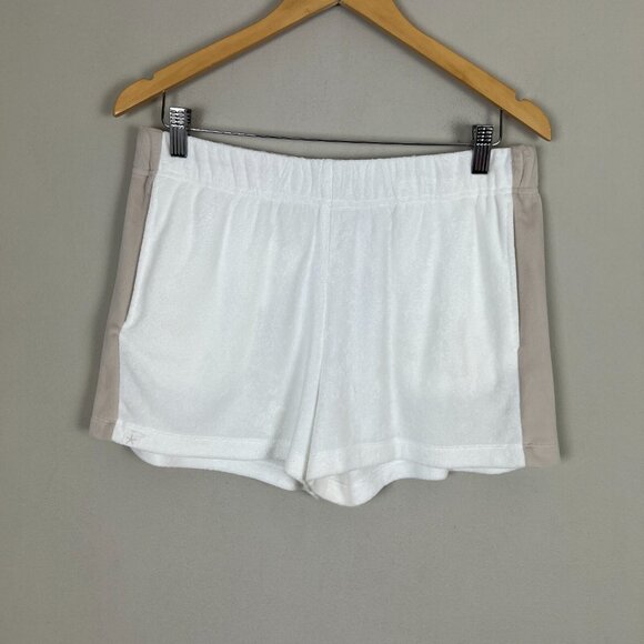 Barefoot‎ Dreams Beach Cozy Terry Shorts Womens Medium White Sea Salt Stone M - Picture 1 of 13